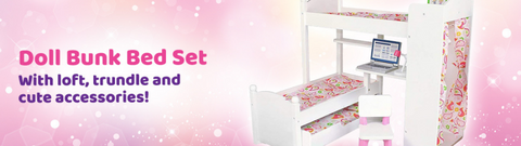 Wooden Doll Furniture - L- shape Bunk Bed