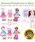 Aria the Alpaca 18 Inch Rag Doll with Two Outfits - Playtime by Eimmie
