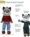 Walter the Wolf 18" Rag Doll - Playtime by Eimmie