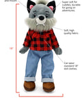 Walter the Wolf 18" Rag Doll - Playtime by Eimmie