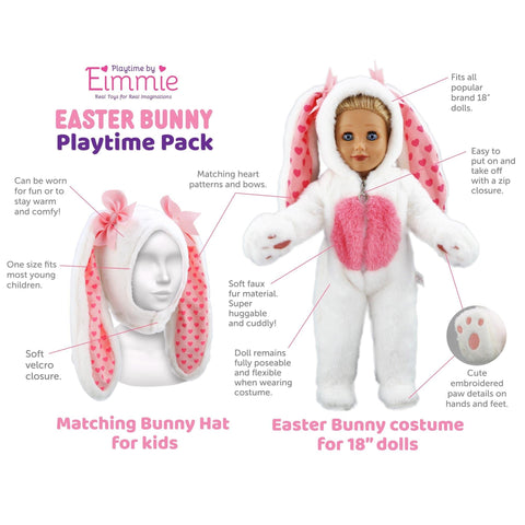 Playtime by Eimmie 18 Inch Doll Bunny Outfit - Matching Child Bunny Ears Playtime by Eimmie 18 Inch Doll Bunny Outfit - Matching Child Bunny Ears