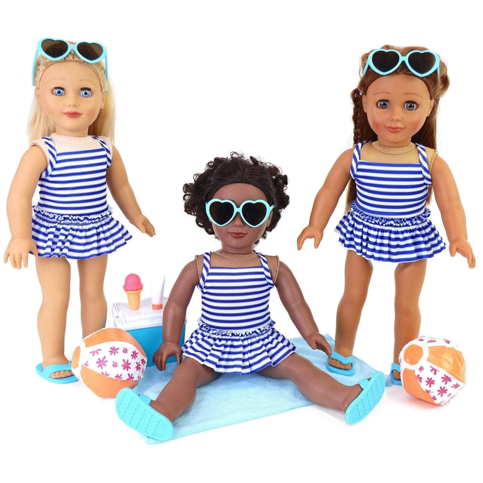 Playtime by Eimmie 18 Inch Doll Swimsuit and Beach Accessories Outfit