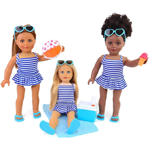 Playtime by Eimmie 18 Inch Doll Swimsuit and Beach Accessories Outfit