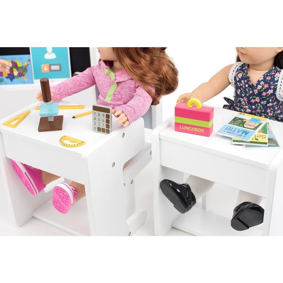 18 Inch Doll Classroom Set 3 School Desks and Accessories Playtime by Eimmie