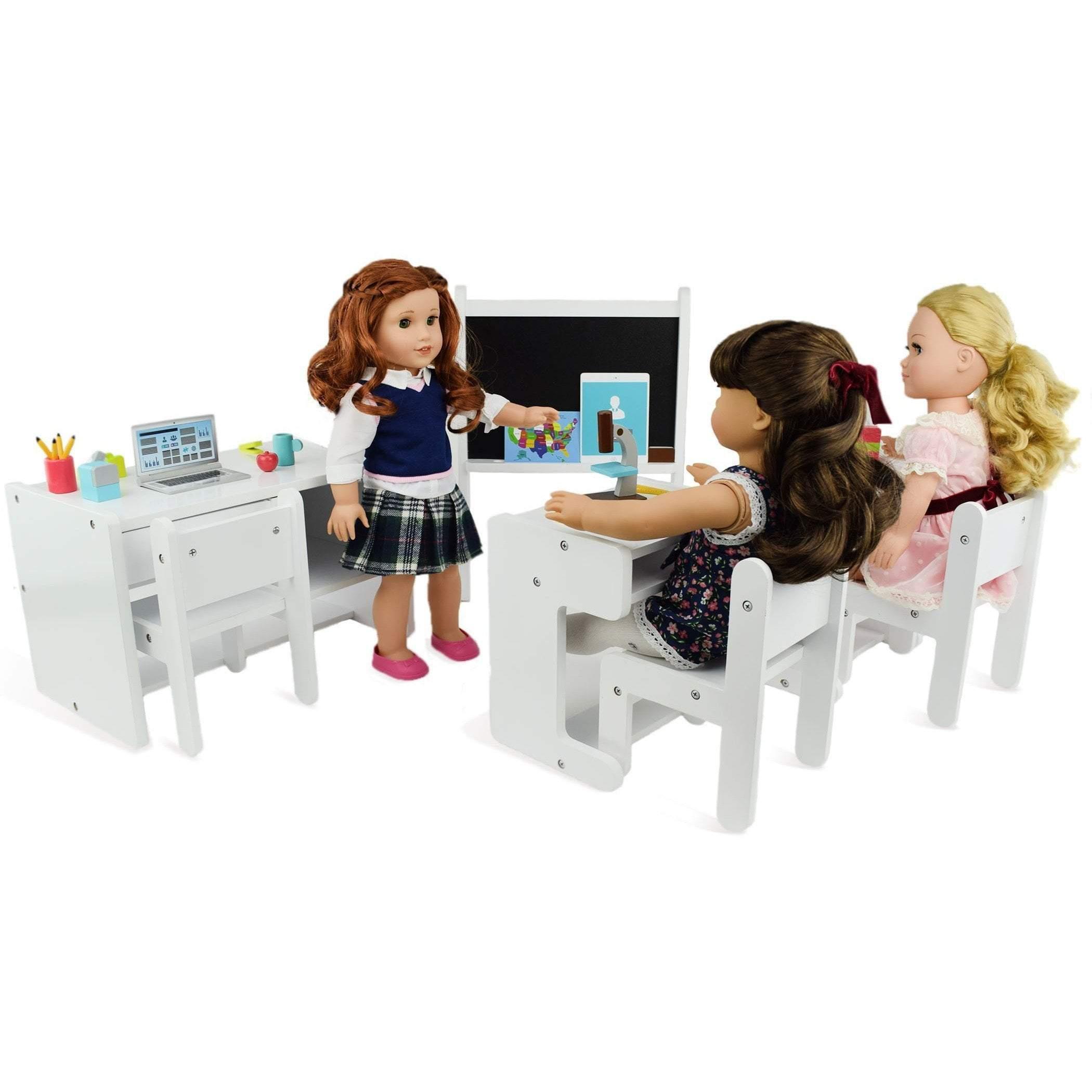 18 Inch Doll Classroom Set 3 School Desks and Accessories Playtime by Eimmie