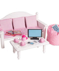 Eimmie 18 Inch Doll Furniture Sofa & Coffee Table Doll Wood Furniture Set