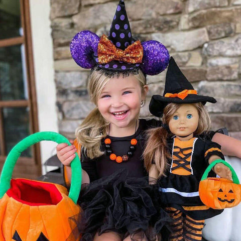 Set 2 Tenues Halloween Poupée 18 Pouces – Robe Sorcière + Chapeau, Cadeau Fille Créative