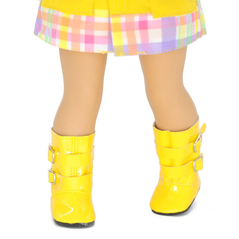 yellow raincoat outfit doll rain boots and umbrella 18 inch doll clothing